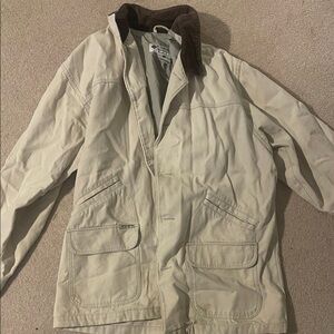 Men's Cream Field Jacket with Brown Collar